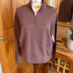 Lululemon Tech Fleece Hiking 1/4 Zip Pullover, 
Sz 10. Dark Oxide/Pink Clay. NWT